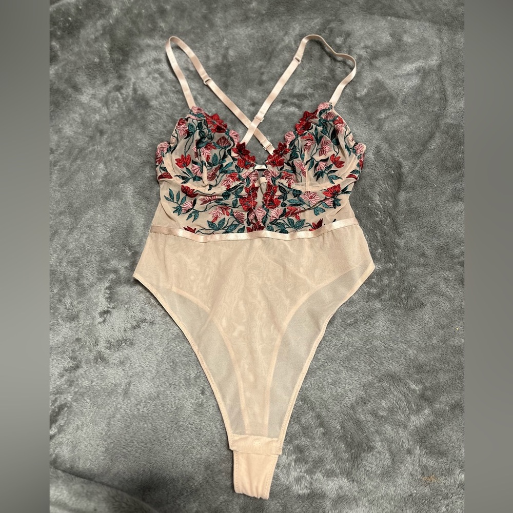 Mesh Floral Corset Bodysuit